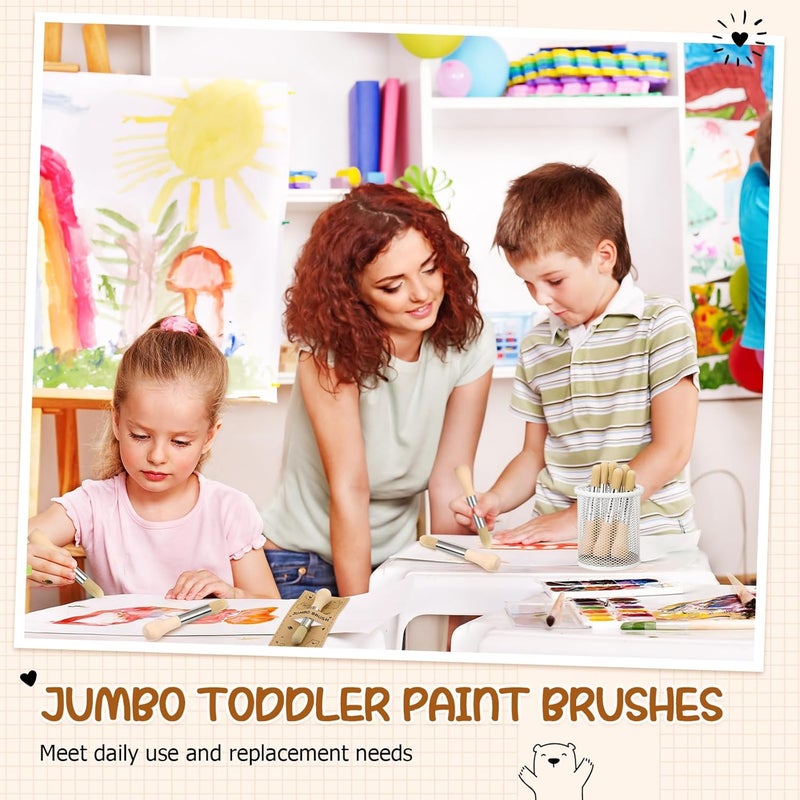 Sinload 6 Sets Watercolor Paint Brushes and Cards for Baby Toddler Kid Jumbo Brushes with Chubby Wood Handles Easy to Grip Round Paintbrushe Vegan Bristles for Painting Art Supplies Craft Projects - Image 4